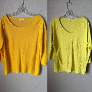 Bundle of Two Eileen Fisher Size M Tops Yellow Orange